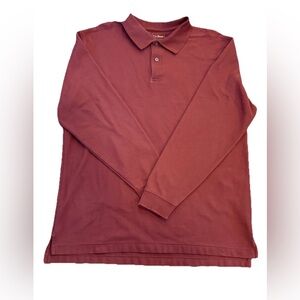 L.L. Bean Long Sleeve Polo Shirt Mens Large Burgundy